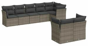 Polyrattan Kerti Ülőgarnitúra - 8 részes - Szürke
