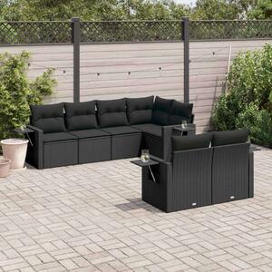 VidaXL Polyrattan Kerti Ülőgarnitúra - 7 részes - Fekete