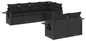 Polyrattan Kerti Ülőgarnitúra - 7 részes - Fekete