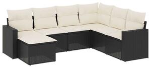 VidaXL Polyrattan Kerti Ülőgarnitúra - 7 részes - Fekete