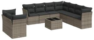 VidaXL Polyrattan Kerti Ülőgarnitúra - 10 részes - Szürke