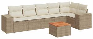 VidaXL Polyrattan Kerti Ülőgarnitúra - 7 részes - Bézs
