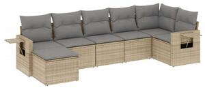 VidaXL Polyrattan Kerti Ülőgarnitúra - 7 részes - Bézs