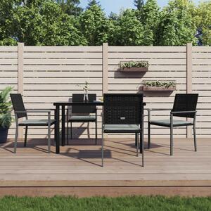 5 részes polyrattan és acél kerti étkezőgarnitúra párnával