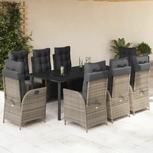 VidaXL Polyrattan Kerti Étkezőgarnitúra - 9 részes - Szürke