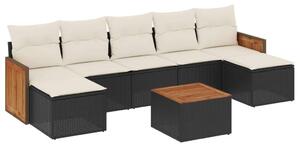 VidaXL Polyrattan Kerti Ülőgarnitúra - 8 részes - Fekete