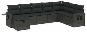 Polyrattan Kerti Ülőgarnitúra - 8 részes - Fekete