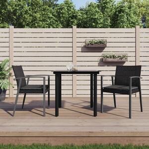 3 részes polyrattan és acél kerti étkezőgarnitúra párnával