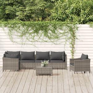 7 részes szürke polyrattan kerti ülőgarnitúra párnákkal