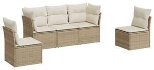 VidaXL Polyrattan Kerti Ülőgarnitúra - 5 részes - Bézs