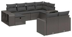VidaXL Polyrattan Kerti Ülőgarnitúra - 10 részes - Fekete