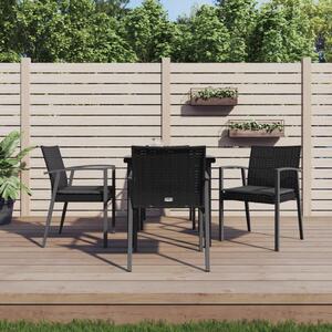 5 részes polyrattan és acél kerti étkezőgarnitúra párnával