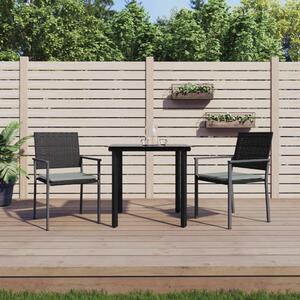 3 részes polyrattan és acél kerti étkezőgarnitúra párnával