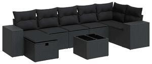 VidaXL Polyrattan Kerti Ülőgarnitúra - 8 részes - Fekete