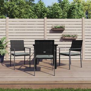 5 részes polyrattan és acél kerti étkezőgarnitúra párnával