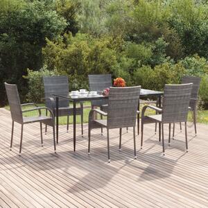 7 részes szürke polyrattan kerti étkezőgarnitúra