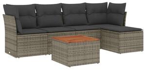 VidaXL Polyrattan Kerti Ülőgarnitúra - 6 részes - Szürke