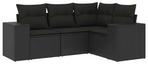 VidaXL Polyrattan Kerti Ülőgarnitúra - 4 részes - Fekete