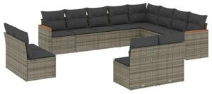 VidaXL Polyrattan Kerti Ülőgarnitúra - 12 részes - Szürke