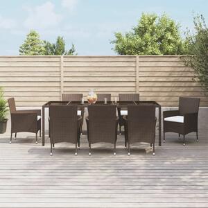 Polyrattan Kerti Étkezőgarnitúra - 9 részes - Barna