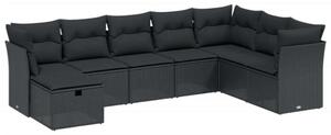 VidaXL Polyrattan Kerti Ülőgarnitúra - 8 részes - Fekete