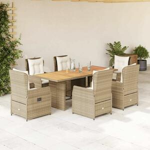 VidaXL Kerti Étkezőgarnitúra - Polyrattan - 7 részes - Bézs