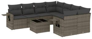 VidaXL Polyrattan Kerti Ülőgarnitúra - 9 részes - Szürke