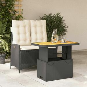 VidaXL 2 Személyes Polyrattan Kerti Garnitúra - Fekete