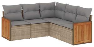VidaXL Polyrattan Kerti Ülőgarnitúra - 5 részes - Bézs