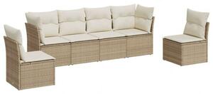 VidaXL Polyrattan Kerti Ülőgarnitúra - 6 részes - Bézs