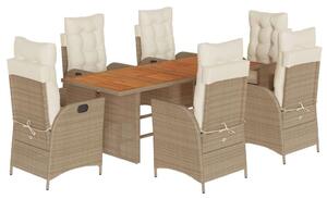 VidaXL Polyrattan Kerti Étkezőgarnitúra - 7 részes, Bézs