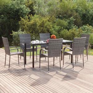7 részes szürke polyrattan kerti étkezőgarnitúra