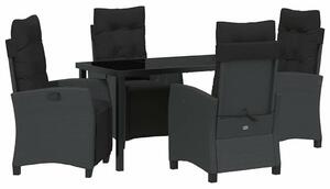 VidaXL Kert étkező szett 5 pcs Fekete polirattan