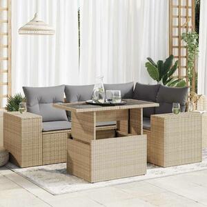VidaXL 5 részes Polyrattan Kerti Ülőgarnitúra - Bézs