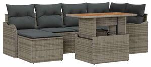VidaXL Kerti Kanapé Szett tárolóval 7 pcs Szürke Poli rattan