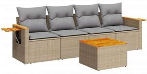 VidaXL Polyrattan Kerti Ülőgarnitúra - 5 részes - Bézs