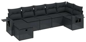 VidaXL 7 részes Polyrattan Kerti Ülőgarnitúra - Fekete