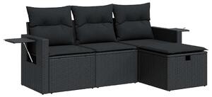 VidaXL Polyrattan Kerti Ülőgarnitúra - 4 részes - Fekete