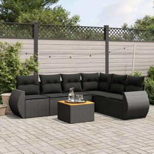 VidaXL Polyrattan Kerti Ülőgarnitúra - 7 részes - Fekete