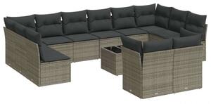 VidaXL Polyrattan Kerti Ülőgarnitúra - 13 részes - Szürke