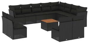 VidaXL Polyrattan Kerti Ülőgarnitúra - 13 részes - Fekete