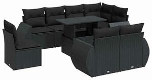 VidaXL Polyrattan Kerti Ülőgarnitúra - 9 részes - Fekete