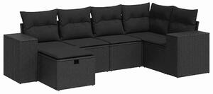 Polyrattan Kerti Ülőgarnitúra - 6 részes - Fekete