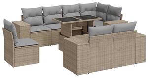 VidaXL Polyrattan Kerti Ülőgarnitúra - 9 részes - Bézs