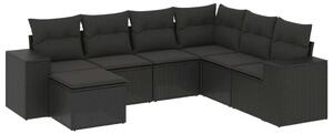 VidaXL Polyrattan Kerti Ülőgarnitúra - 7 részes - Fekete