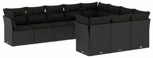 VidaXL Polyrattan Kerti Ülőgarnitúra - 10 részes - Fekete