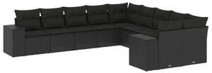 VidaXL Polyrattan Kerti Ülőgarnitúra - 10 részes - Fekete