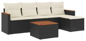 VidaXL Polyrattan Kerti Ülőgarnitúra - 6 részes - Fekete