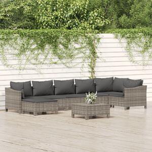 8 részes szürke polyrattan kerti ülőgarnitúra párnákkal