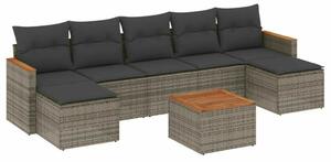 VidaXL 8-részes szürke polyrattan kerti ülőgarnitúra párnákkal